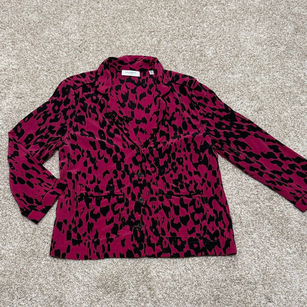 Equipment Pink and Black Patterned Blazer